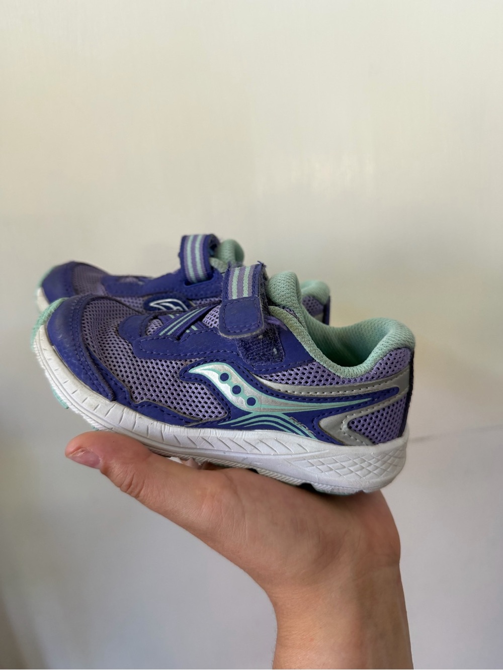Saucony Purple and Mint Kids Velcro Sneakers
